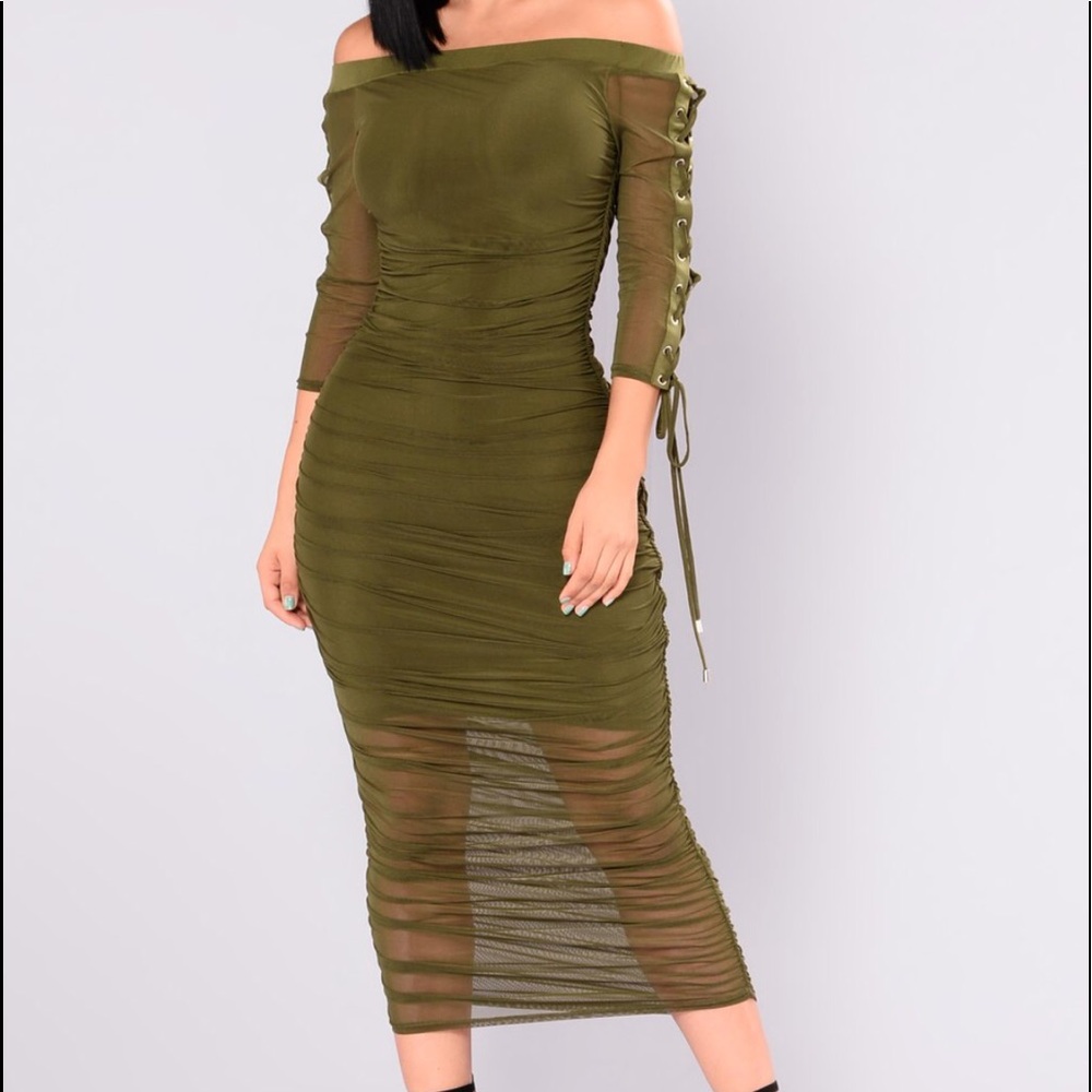 Fashion Nova Olive Green Dress 💚